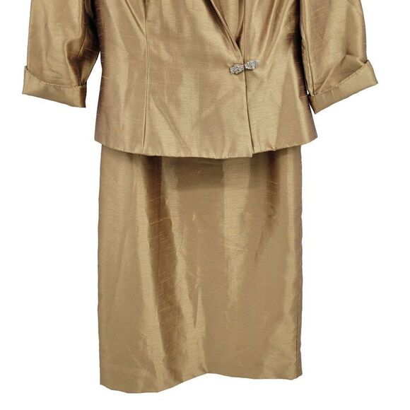 Vintage 80's Formal‎ Maxi Skirt Set 8P Gold Metallic Modest Mother of the Bride - Picture 9 of 16